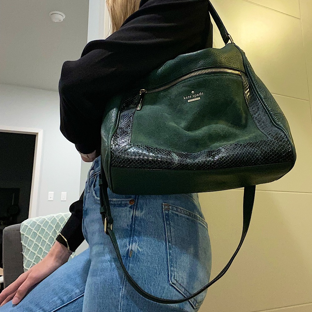Authentic kate spade Chatham Lane Harris Shoulder Bag -Embossed Leather & Suede